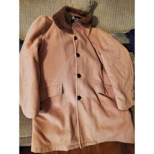 Vintage 80s Oakbrook Sportswear Pea Coat  Jacket Large Tan Fine Wool Camel Hair